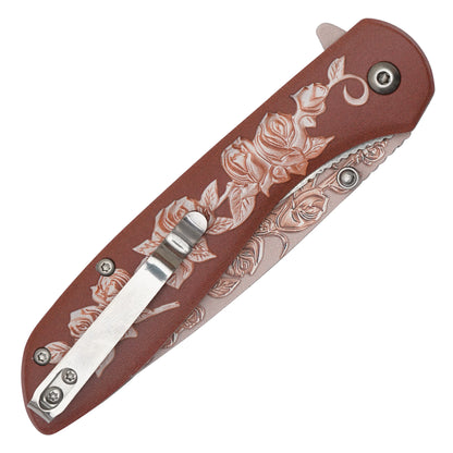 Wartech - Brown Rose | Collectible Spring Assisted Pocket Knife