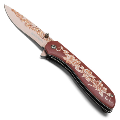 Wartech - Brown Rose | Collectible Spring Assisted Pocket Knife