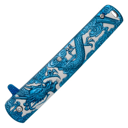 Wartech - 9" Blue Sculpted Dragon | Spring Assisted Pocket Knife