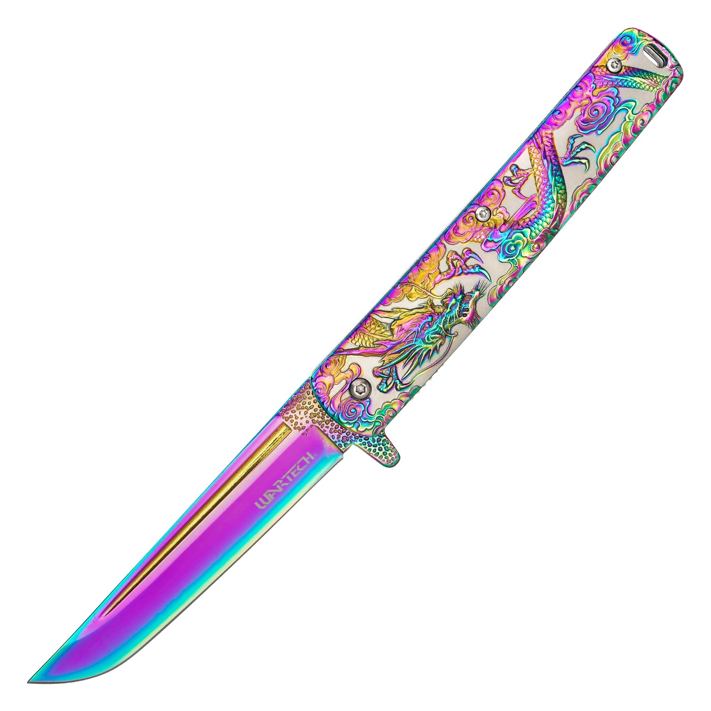 Wartech - 9" Rainbow Sculpted Dragon | Spring Assisted Pocket Knife