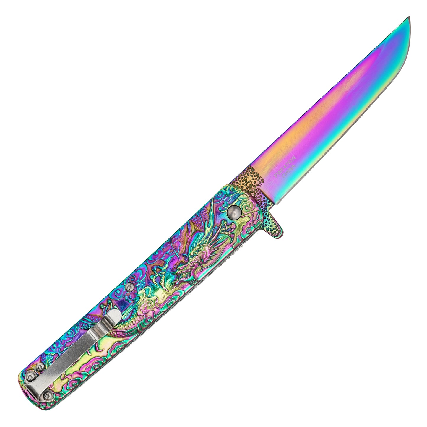 Wartech - 9" Rainbow Sculpted Dragon | Spring Assisted Pocket Knife