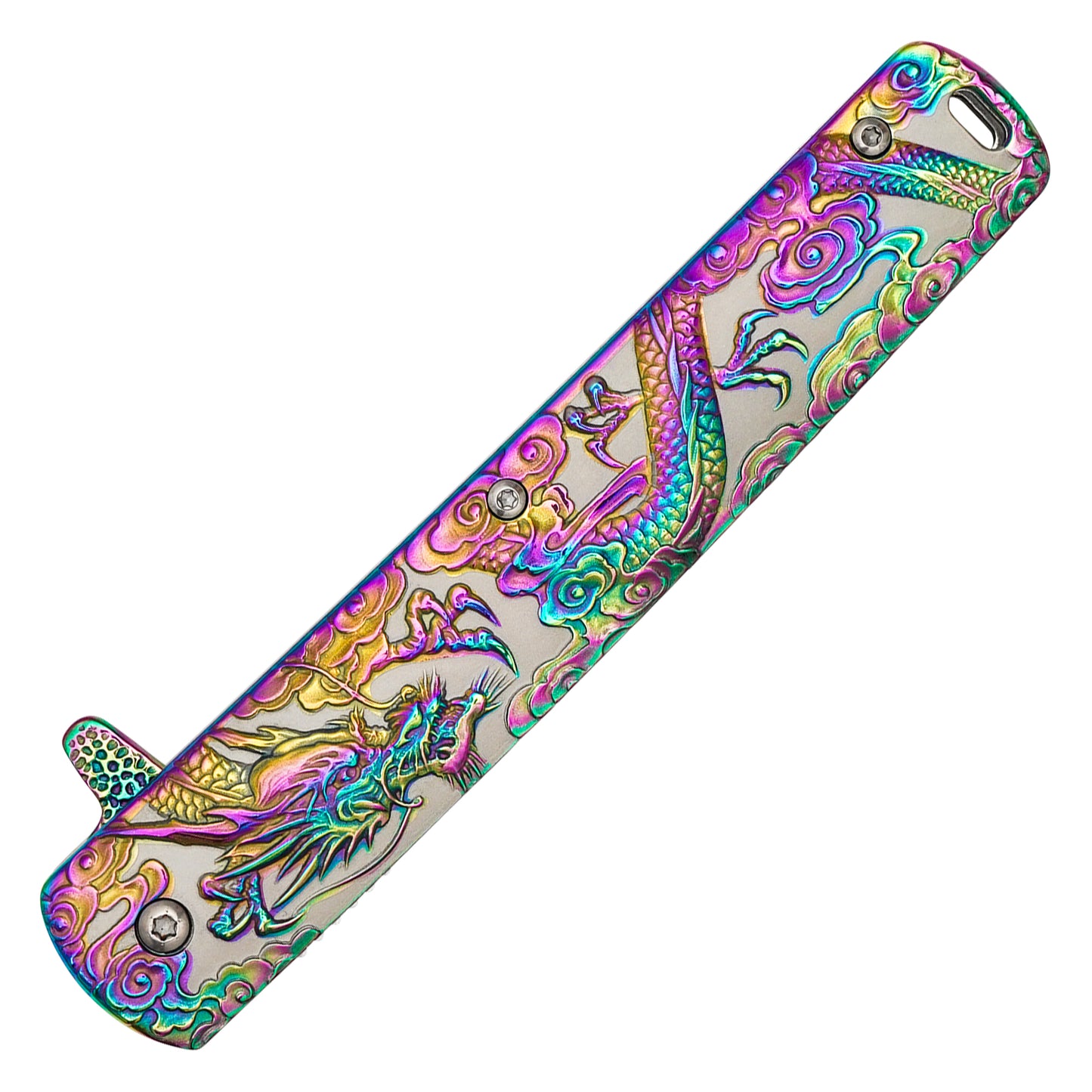Wartech - 9" Rainbow Sculpted Dragon | Spring Assisted Pocket Knife