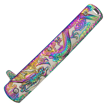 Wartech - 9" Rainbow Sculpted Dragon | Spring Assisted Pocket Knife