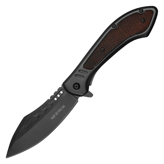 Wartech - 8.5" Black Textured Pocket Knife