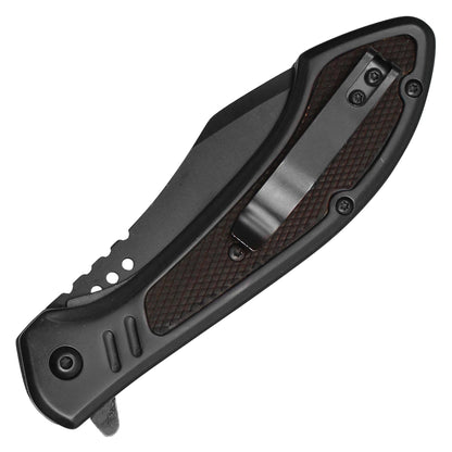 Wartech - 8.5" Black Textured Pocket Knife