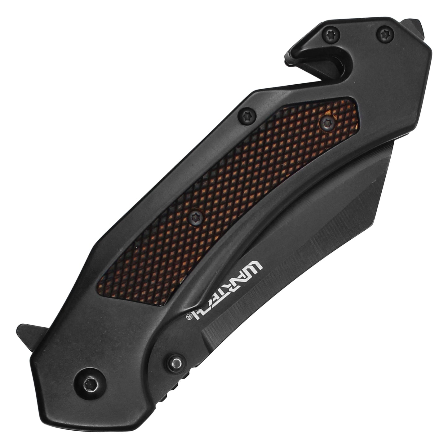 Wartech - 8.5" Black Textured Cleaver Pocket Knife