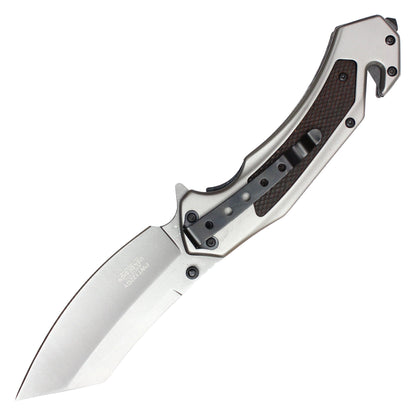 Wartech - 8.5" Silver Textured Cleaver Pocket Knife