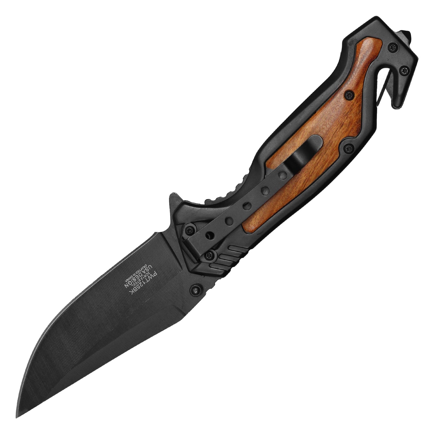 Wartech - 8.5" Black Wood Pocket Knife