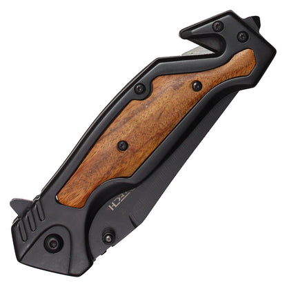 Wartech - 8.5" Black Wood Pocket Knife