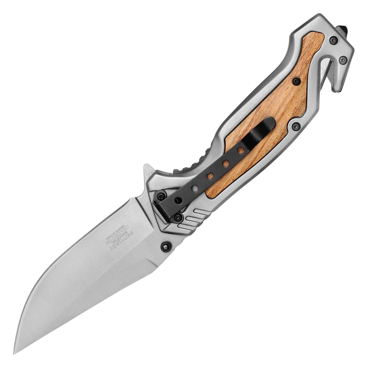 Wartech - 8.5" Gray Wood Pocket Knife