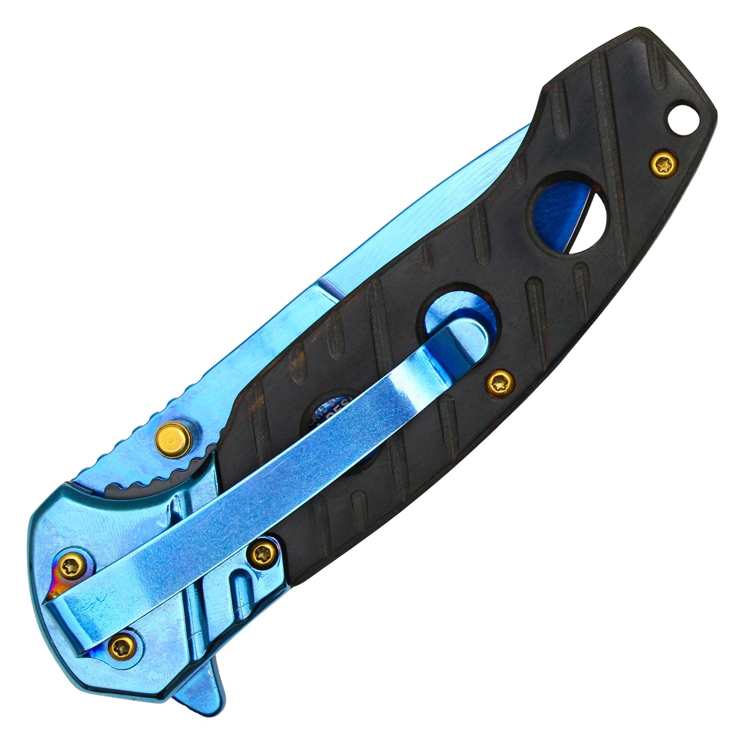 Wartech - 8" Blue Wood Pocket Knife