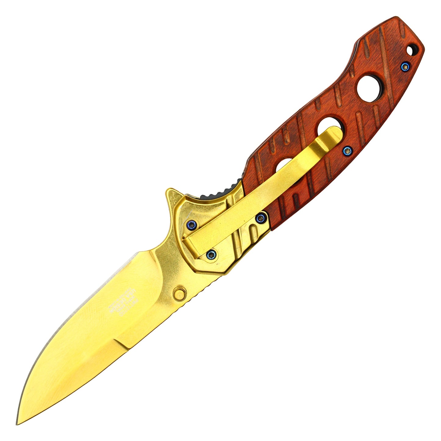 Wartech - 8" Gold Wood Pocket Knife