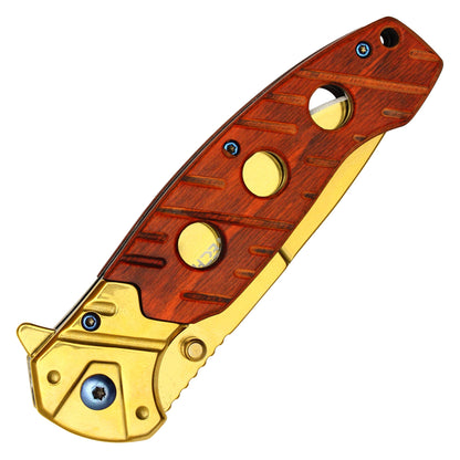 Wartech - 8" Gold Wood Pocket Knife