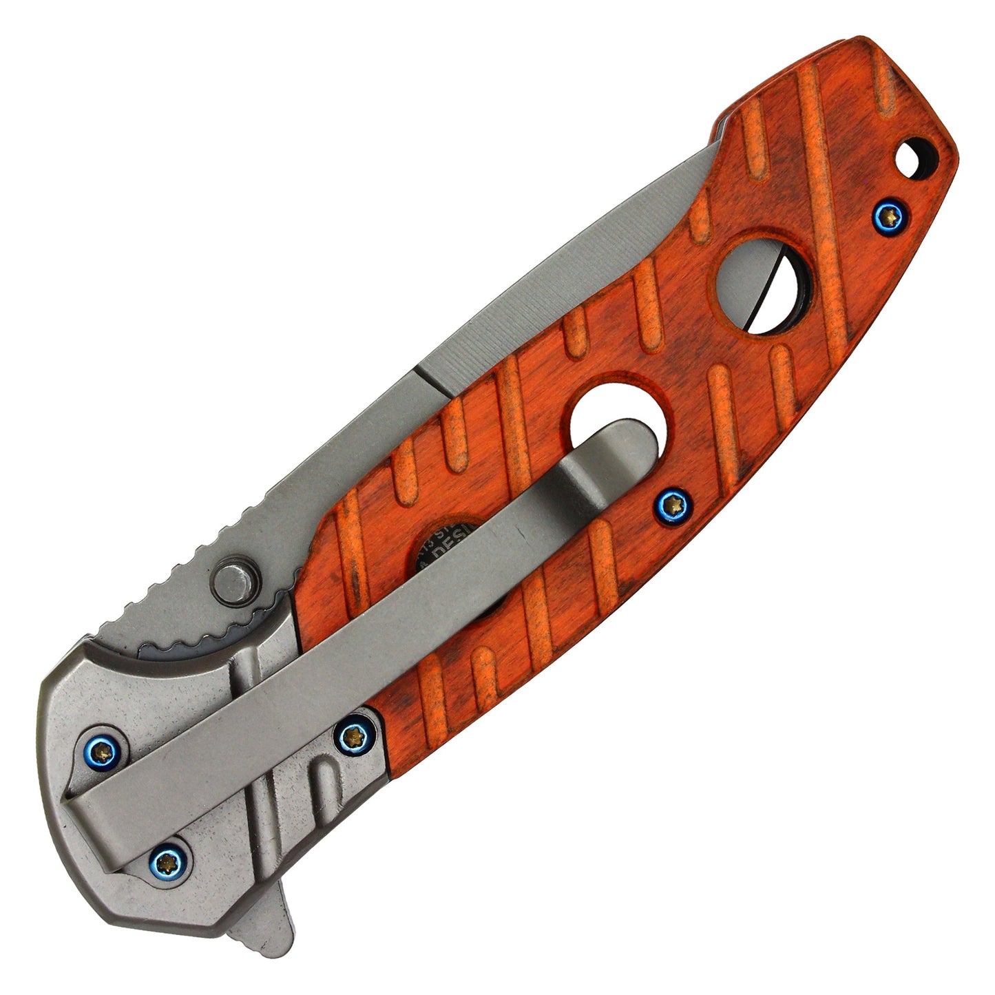 Wartech - 8" Gray Wood Pocket Knife