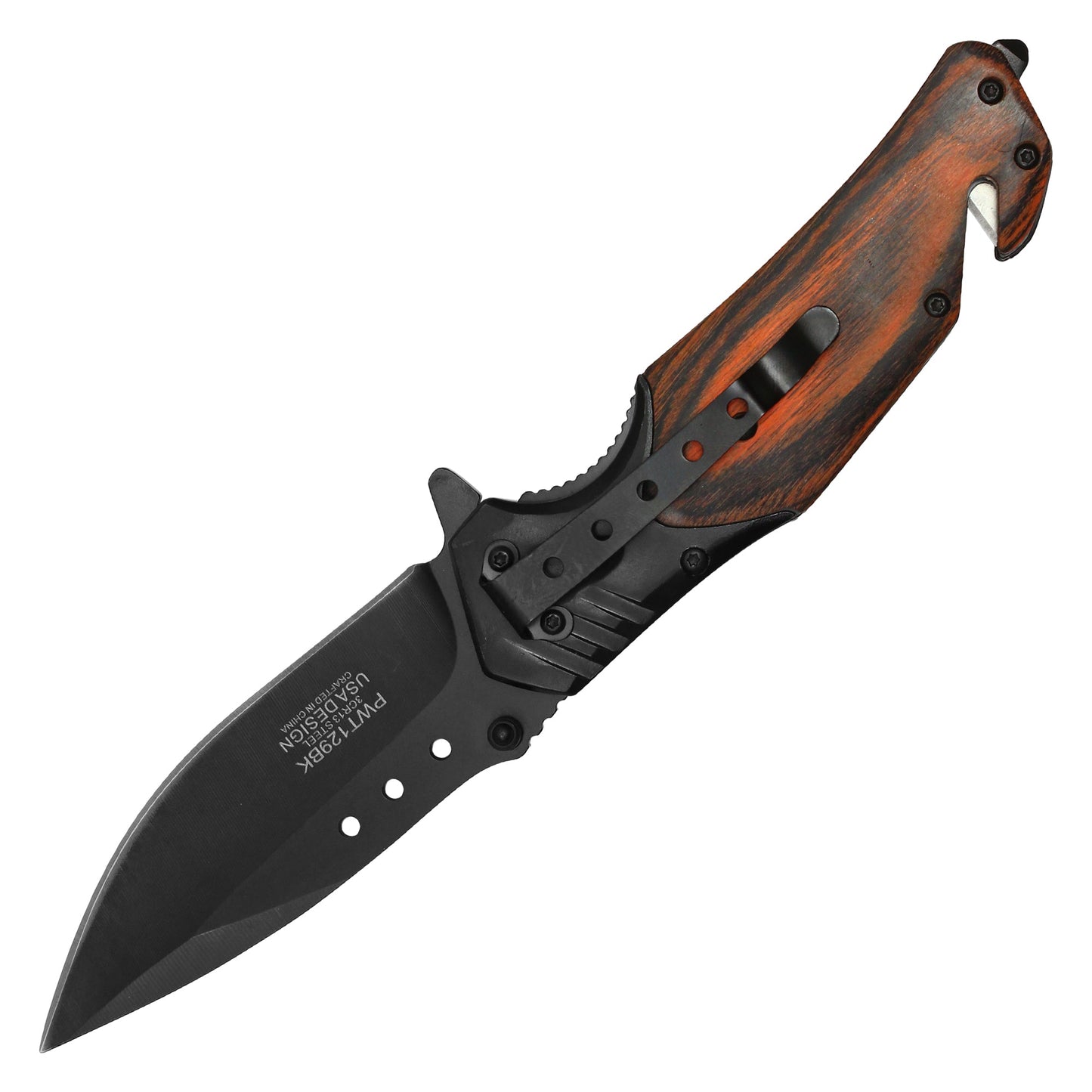 Wartech - 8.5" Black Wood Pocket Knife