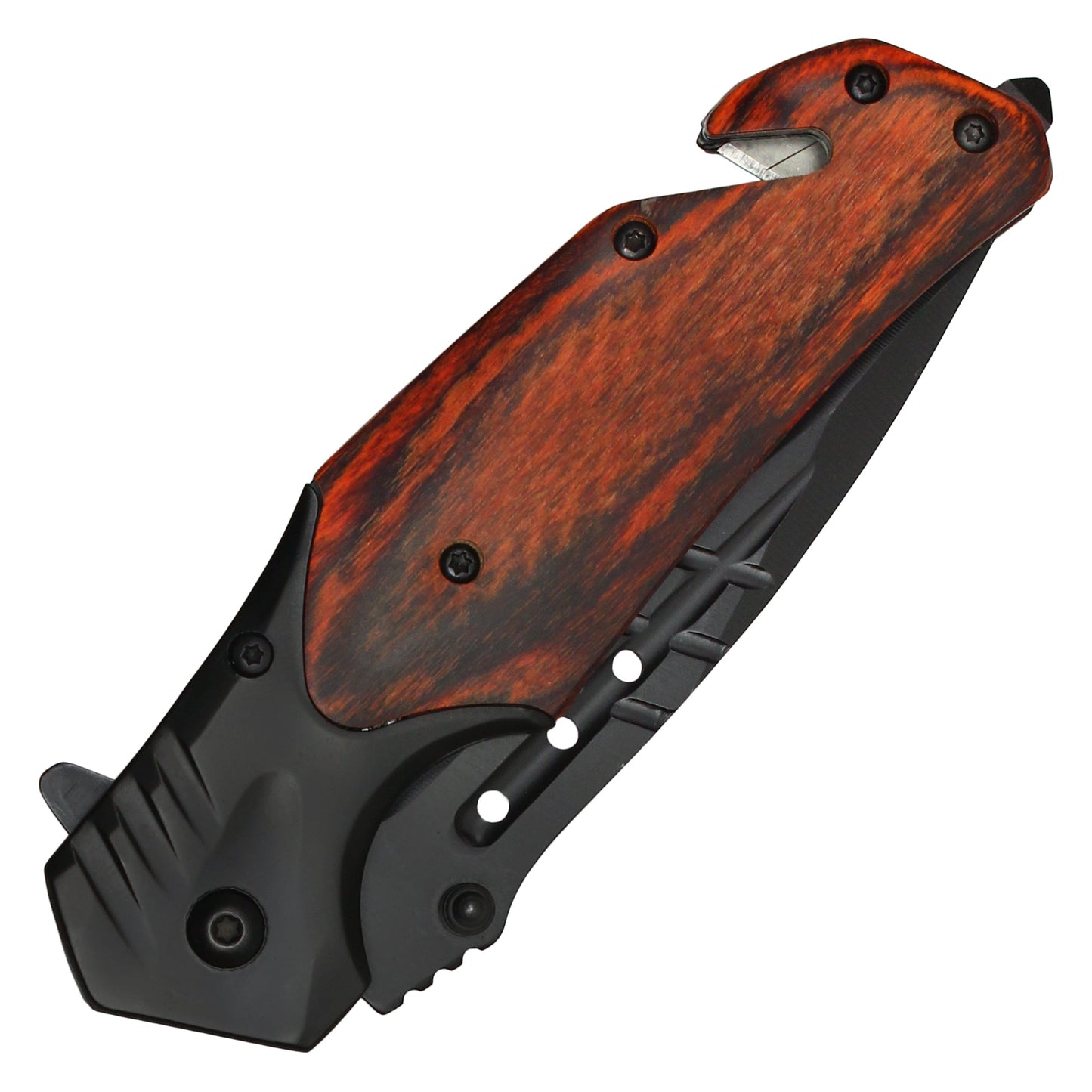 Wartech - 8.5" Black Wood Pocket Knife