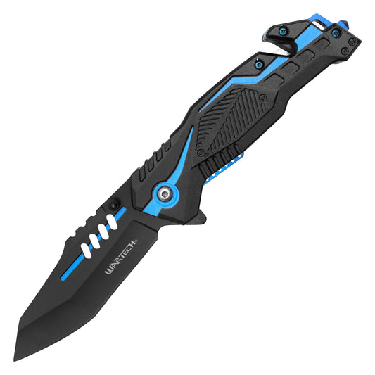 Wartech - 8.5" Blue Striped Tactical Pocket Knife