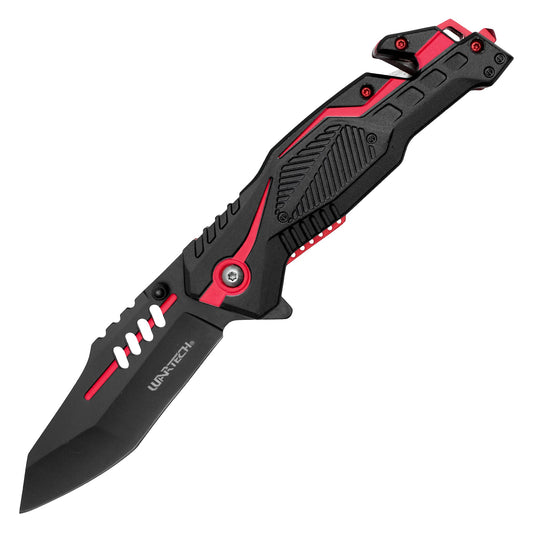 Wartech - 8.5" Red Striped Tactical Pocket Knife