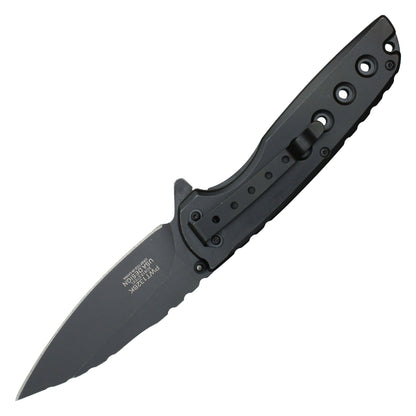 Wartech - 8.5" Black Perforated Pocket Knife