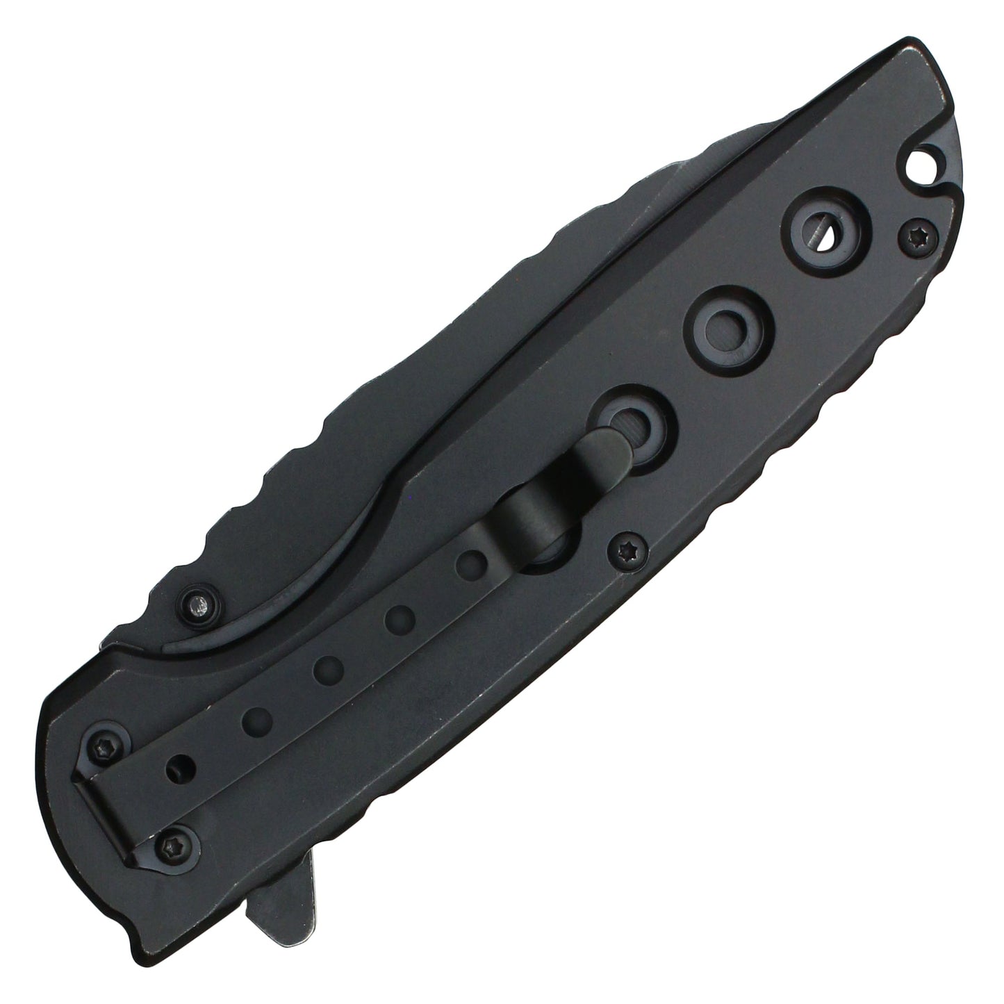 Wartech - 8.5" Black Perforated Pocket Knife