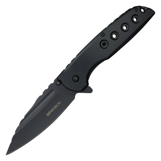 Wartech - 8.5" Black Perforated Pocket Knife