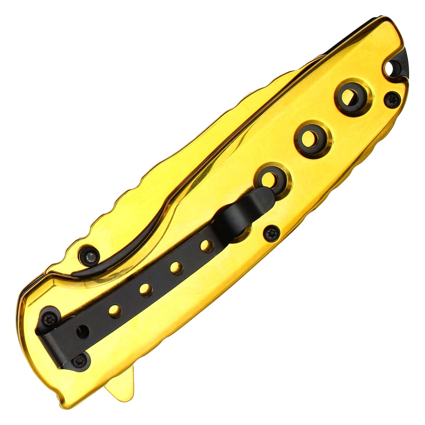 Wartech - 8.5" Gold Perforated Pocket Knife