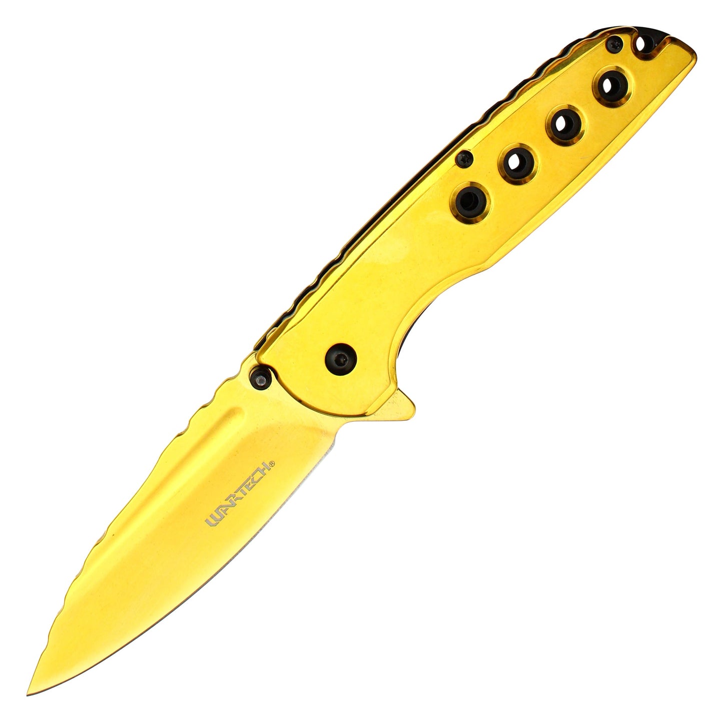 Wartech - 8.5" Gold Perforated Pocket Knife