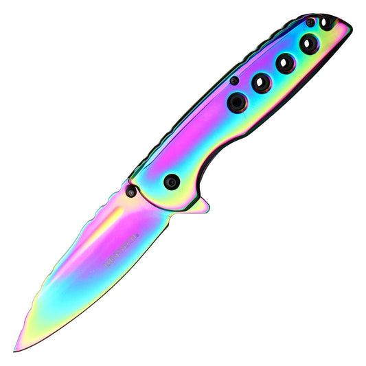 Wartech - 8.5" Rainbow Perforated Pocket Knife