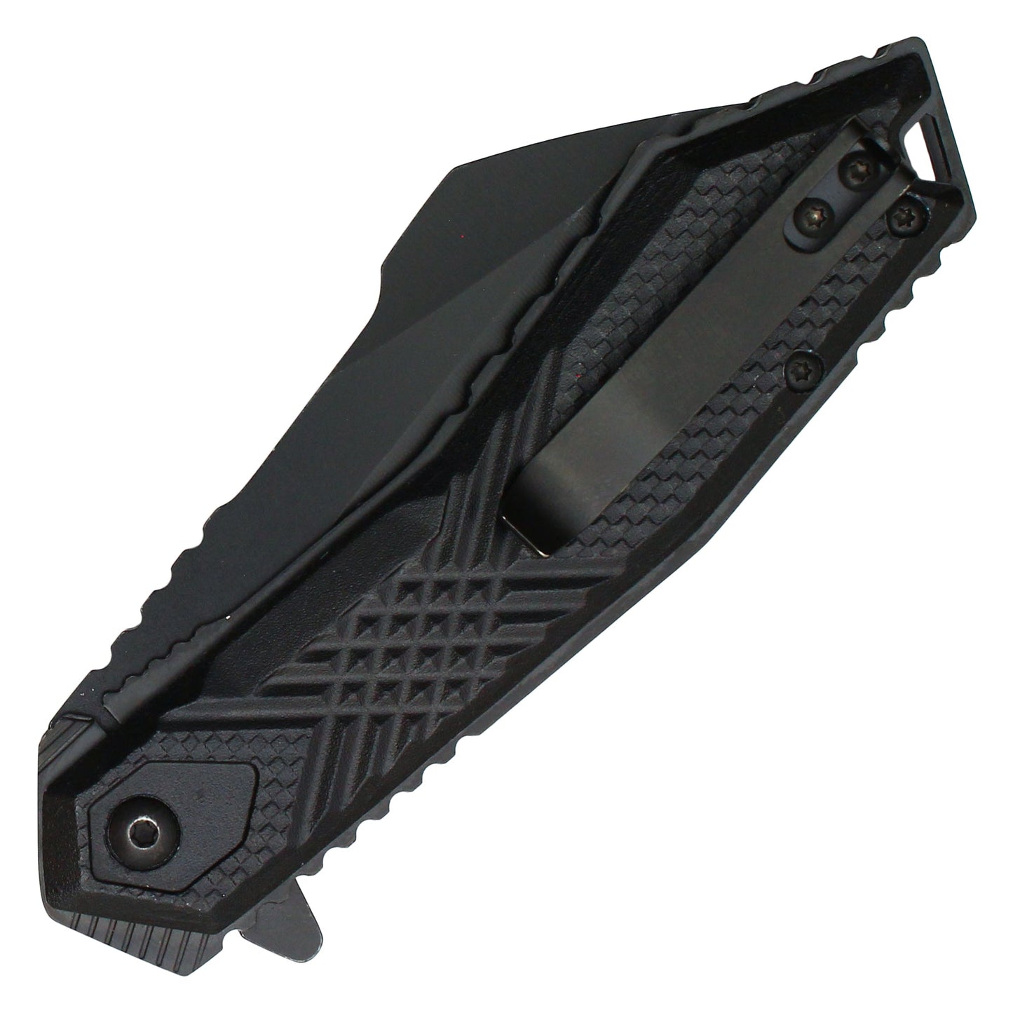 Wartech - 8.25" Tactical Black Textured Pocket Knife