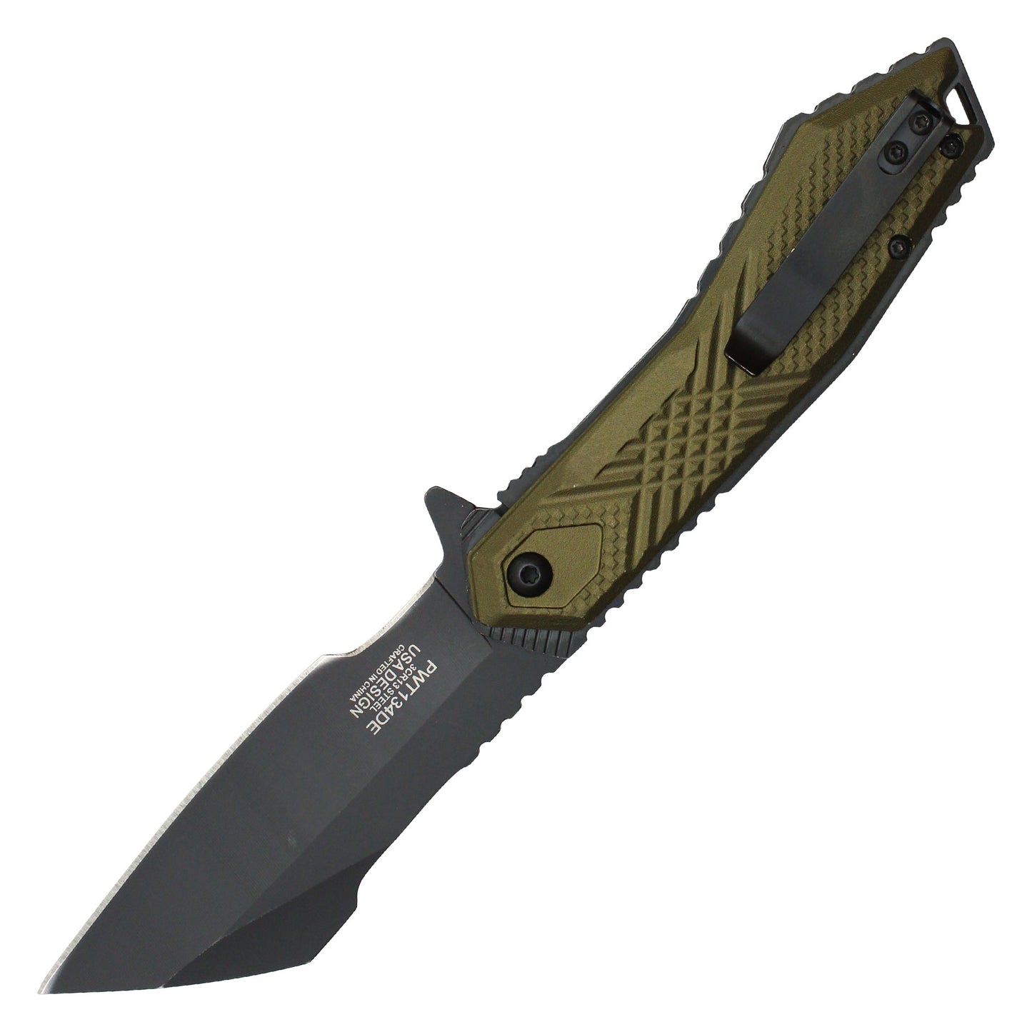 Wartech - 8.25" Tactical Green Textured Pocket Knife