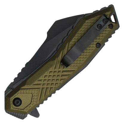 Wartech - 8.25" Tactical Green Textured Pocket Knife