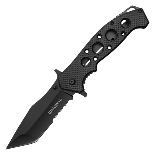 Wartech - 8.25" Textured Tactical Black | Spring Assisted Pocket Knife