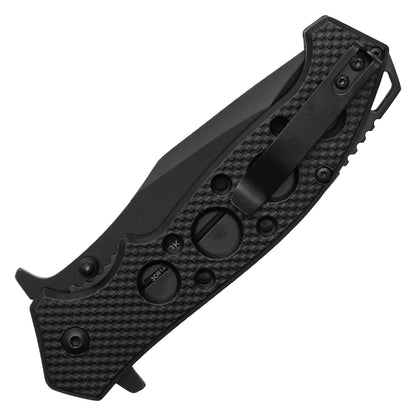 Wartech - 8.25" Textured Tactical Black | Spring Assisted Pocket Knife