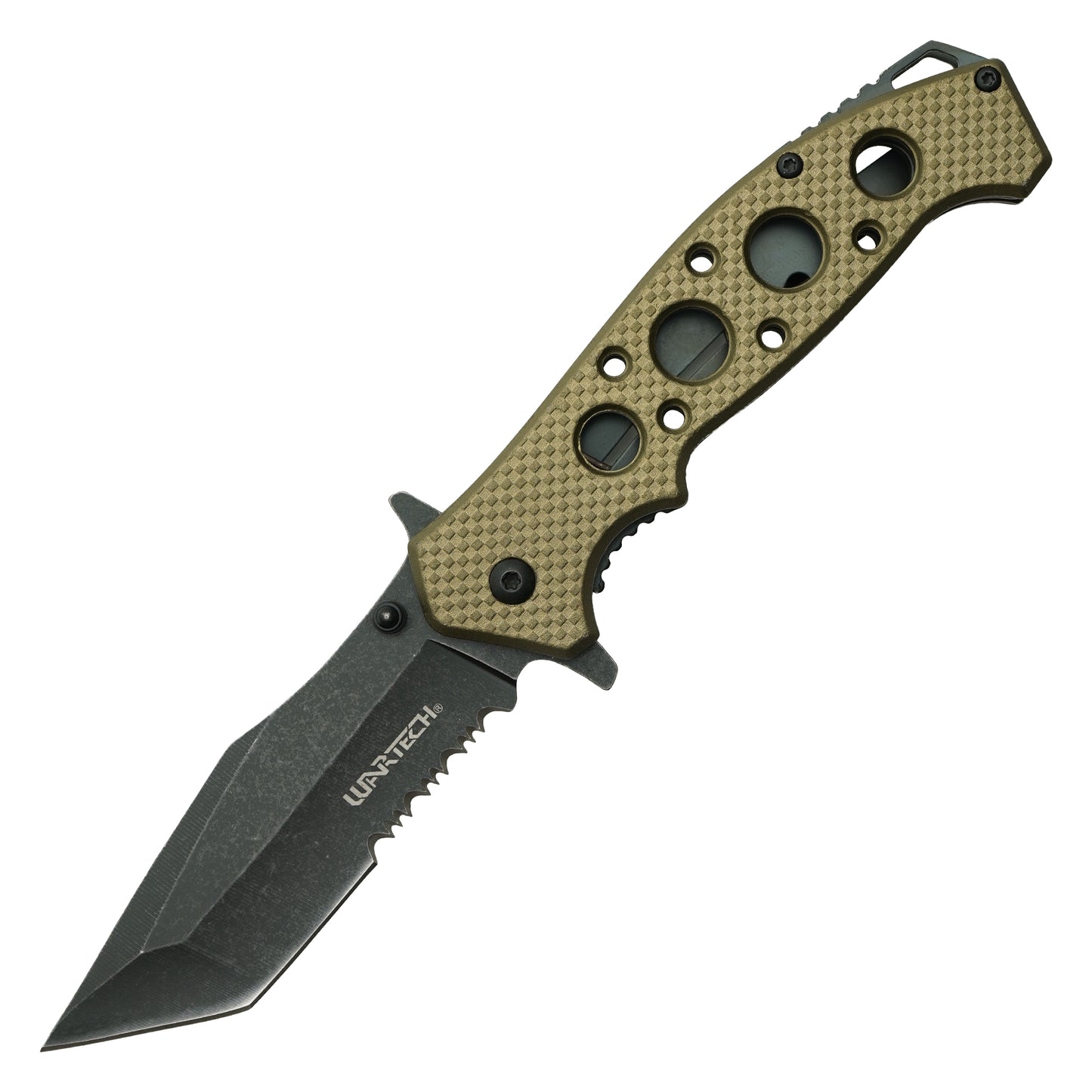 Wartech - 8.25" Textured Tactical Desert | Spring Assisted Pocket Knife