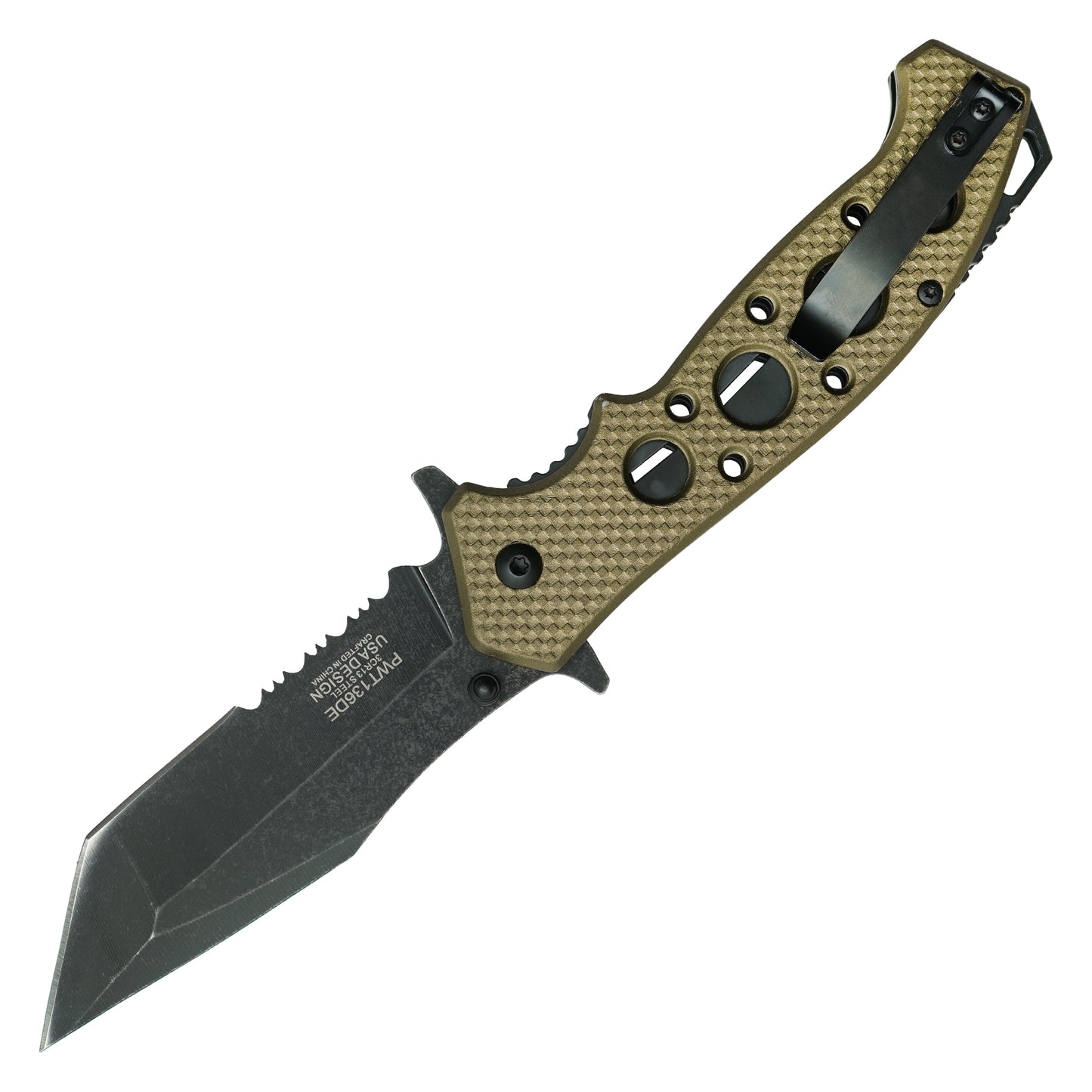 Wartech - 8.25" Textured Tactical Desert | Spring Assisted Pocket Knife