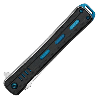Wartech - 8.75" Slim Black & Blue | Spring Assisted Pocket Knife