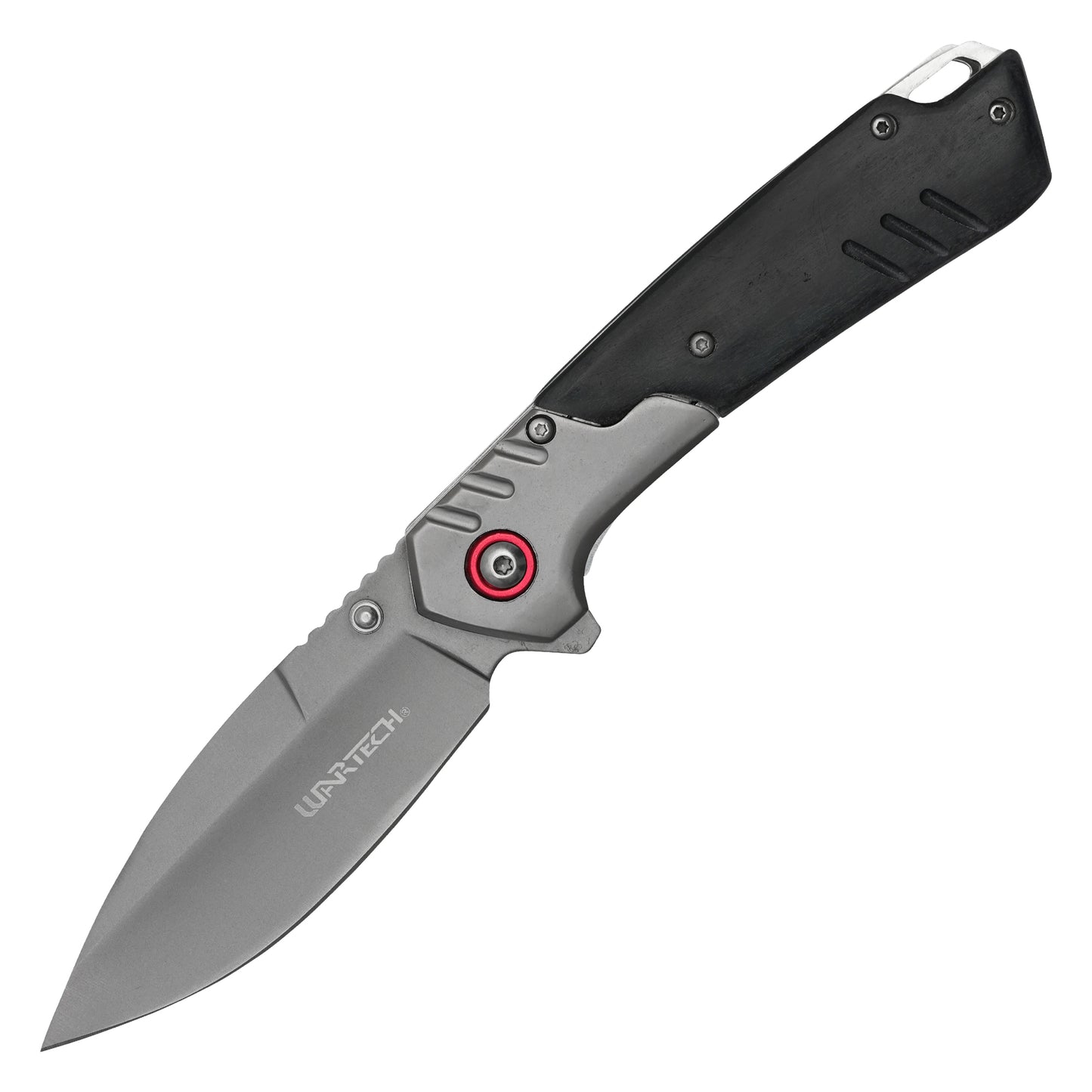Wartech - 8" 2-Tone Black Wood | Spring Assisted Pocket Knife