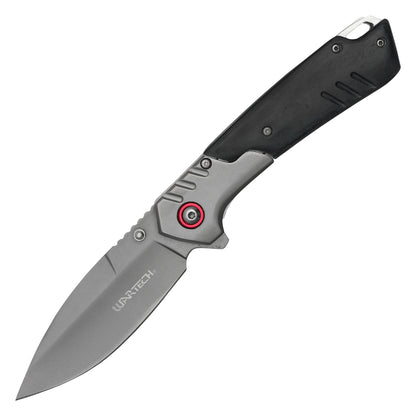 Wartech - 8" 2-Tone Black Wood | Spring Assisted Pocket Knife
