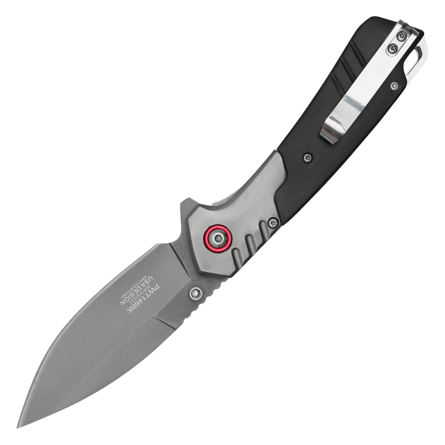 Wartech - 8" 2-Tone Black Wood | Spring Assisted Pocket Knife