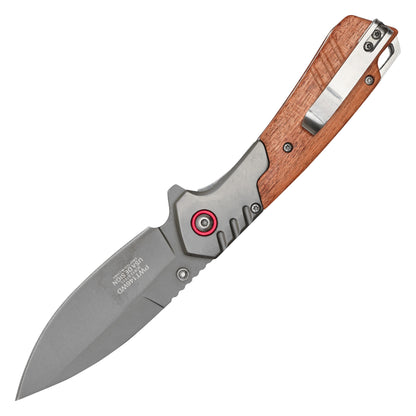 Wartech - 8" 2-Tone Brown Wood | Spring Assisted Pocket Knife