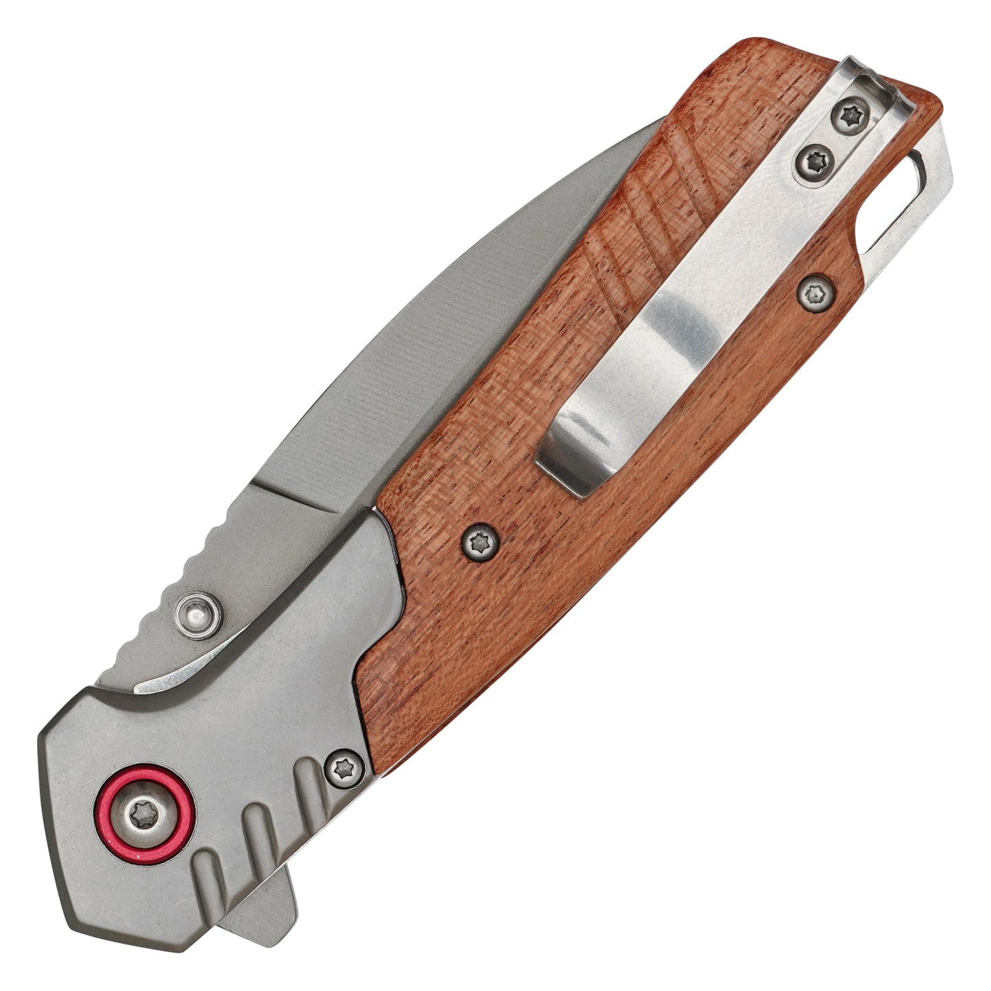 Wartech - 8" 2-Tone Brown Wood | Spring Assisted Pocket Knife