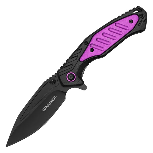 Wartech – 7.75" Tactical Black & Purple Pocket Knife | Pocket Knife