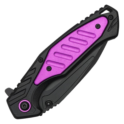 Wartech – 7.75" Tactical Black & Purple Pocket Knife | Pocket Knife