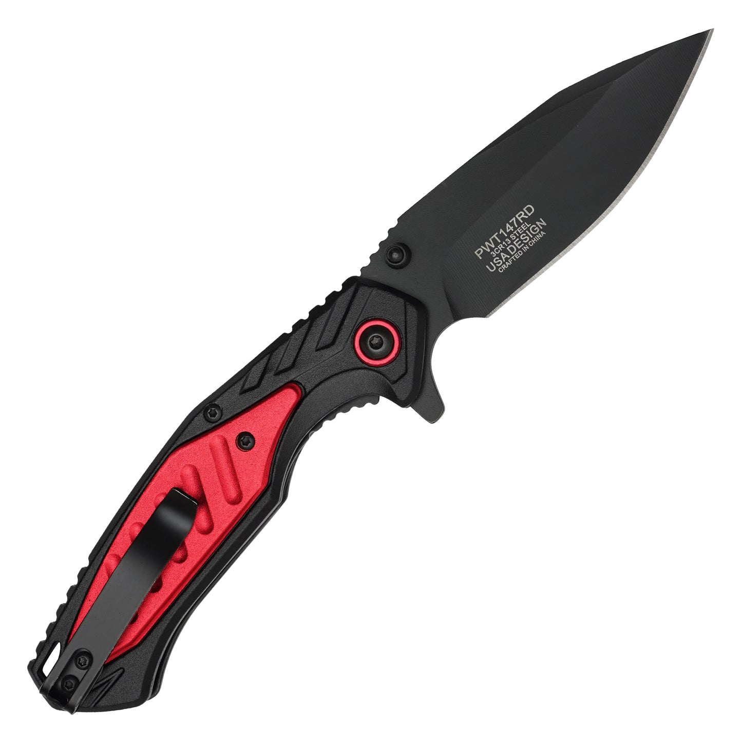 Wartech – 7.75" Tactical Black & Red Pocket Knife | Pocket Knife