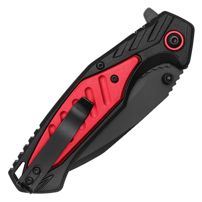 Wartech – 7.75" Tactical Black & Red Pocket Knife | Pocket Knife