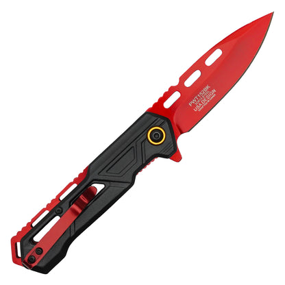 Wartech - Black & Red |  Spring Assisted Pocket Knife