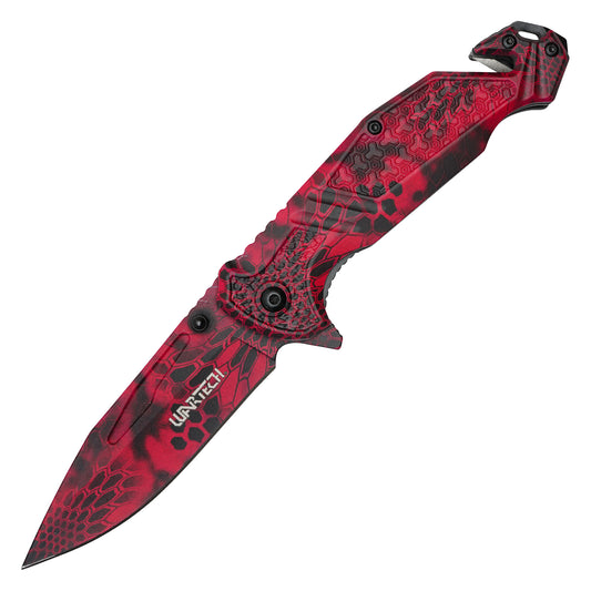 Wartech - 8.25" Red Morpho Camo | Spring Assisted Pocket Knife