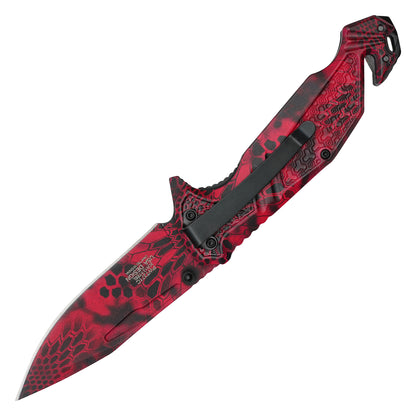 Wartech - 8.25" Red Morpho Camo | Spring Assisted Pocket Knife