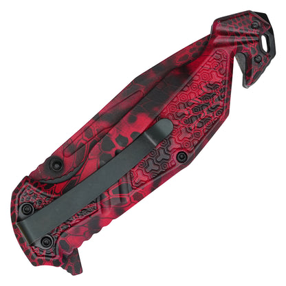 Wartech - 8.25" Red Morpho Camo | Spring Assisted Pocket Knife