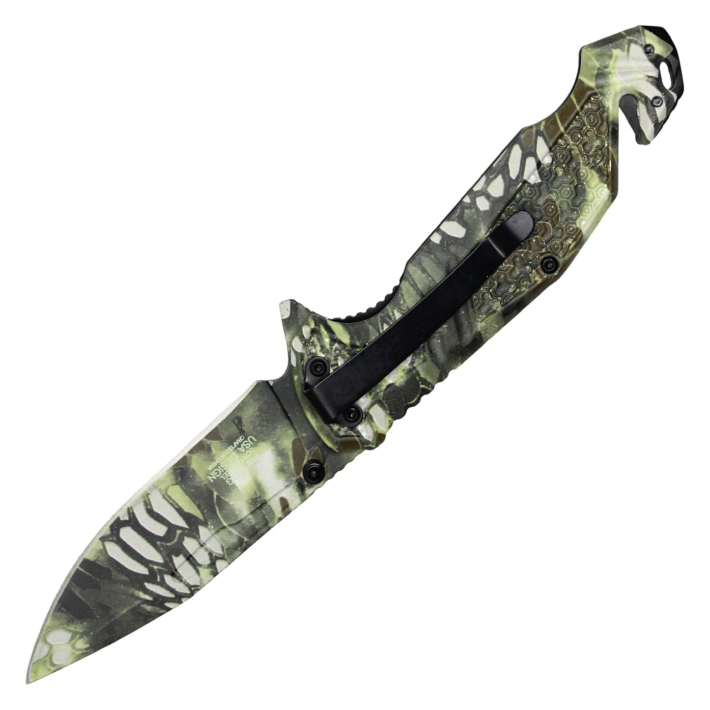 Wartech - 8.25" Woodland Morpho Camo | Spring Assisted Pocket Knife